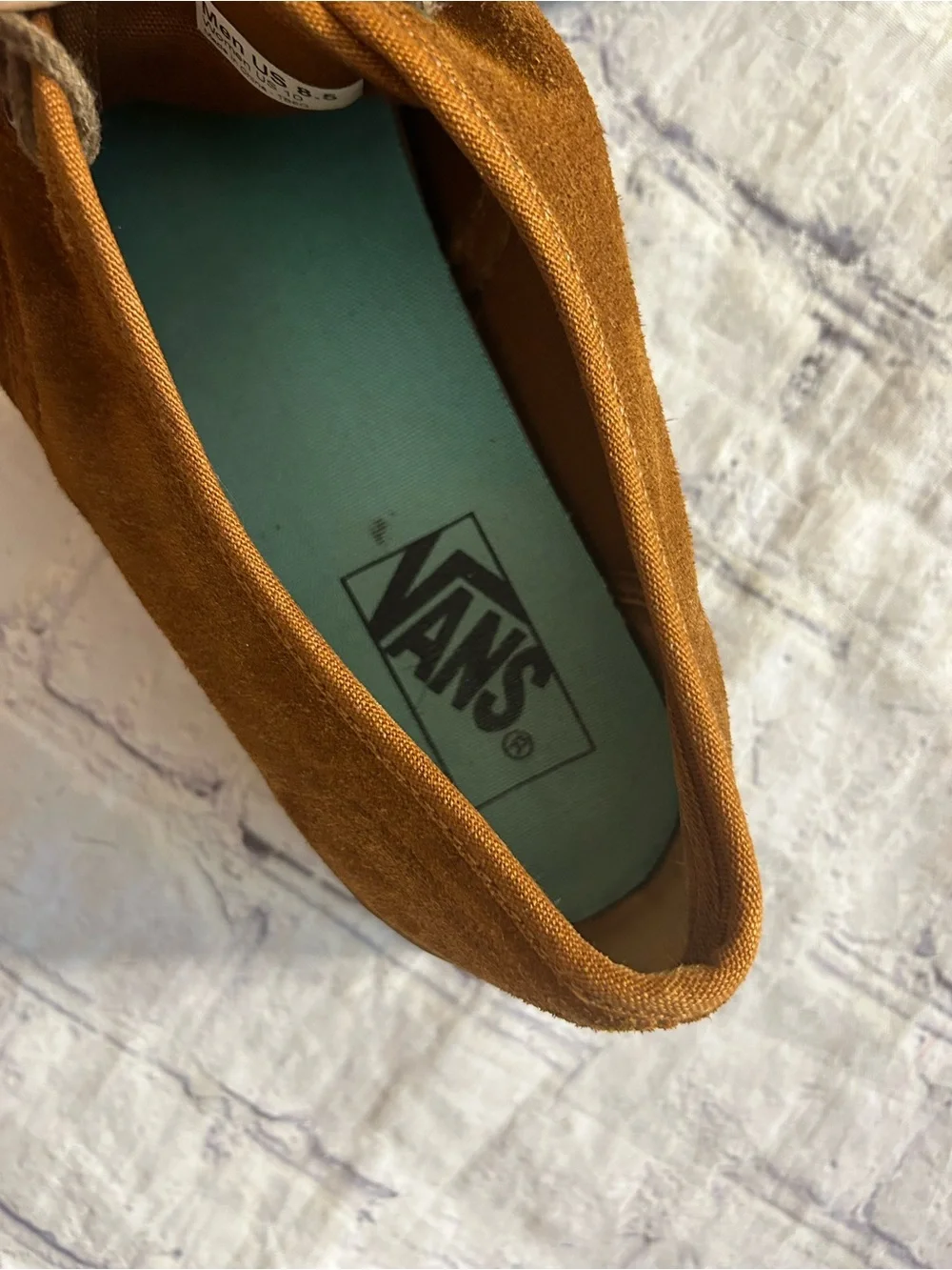 VANS BROWN SUEDE M(8.5) W(10) UNISEX COLORFUL BEADS THREADED ON LACES SNEAKERS